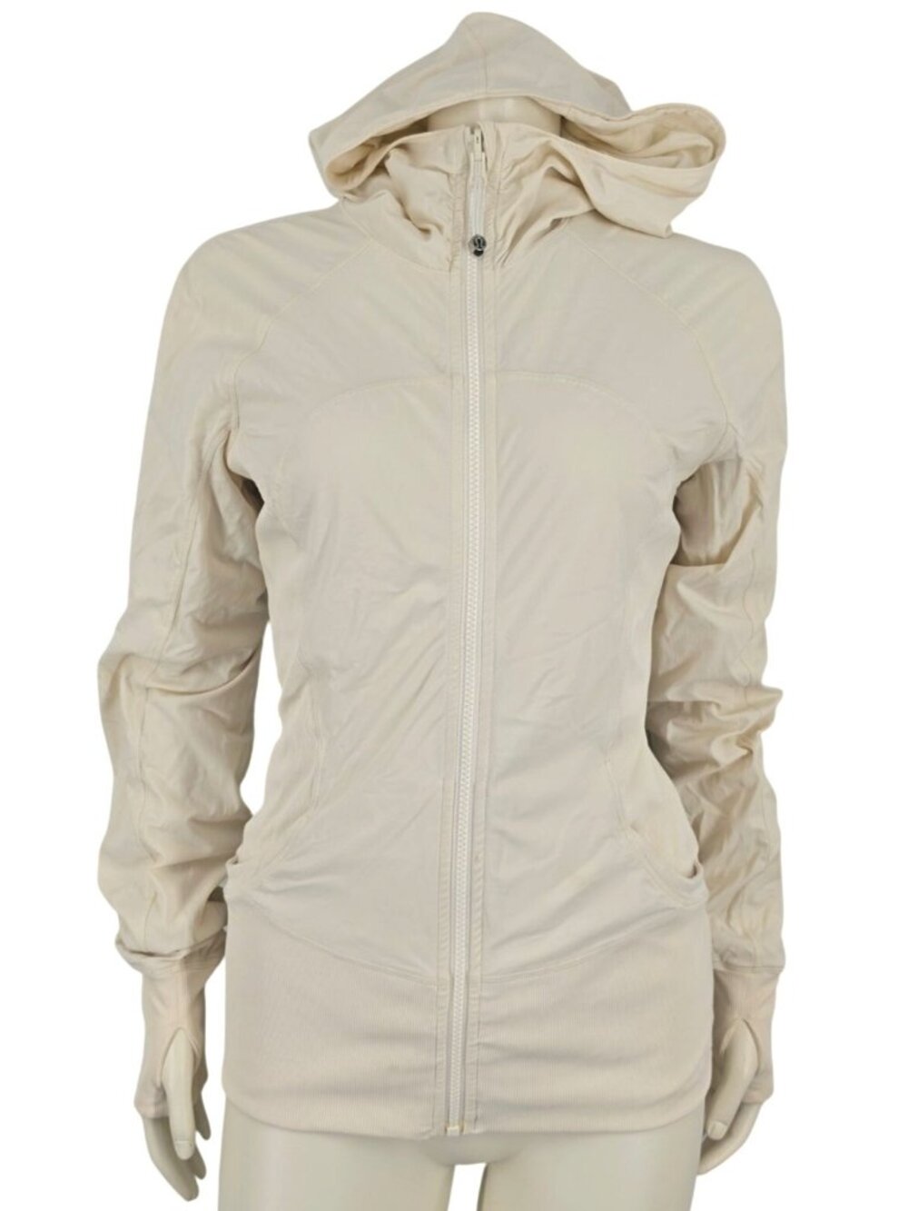 Women's Lululemon Ivory Cream In Flux Reversible Jacket Thumb Holes Size 8 Flaw